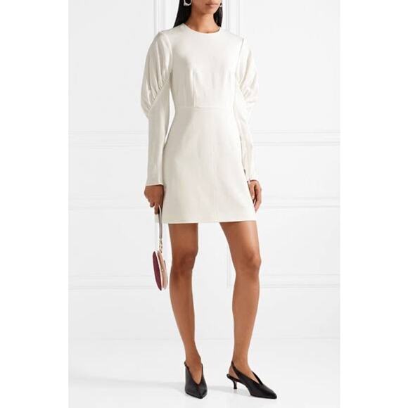 Tibi Florence White Long Puff Sleeve Mini Dress Size 2 - Picture 1 of 13